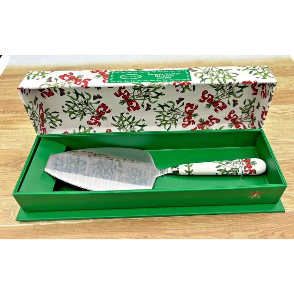 Portmeirion Botanic Garden Serving Cake Slice Mistletoe Porcelain Handle‎ NEW
